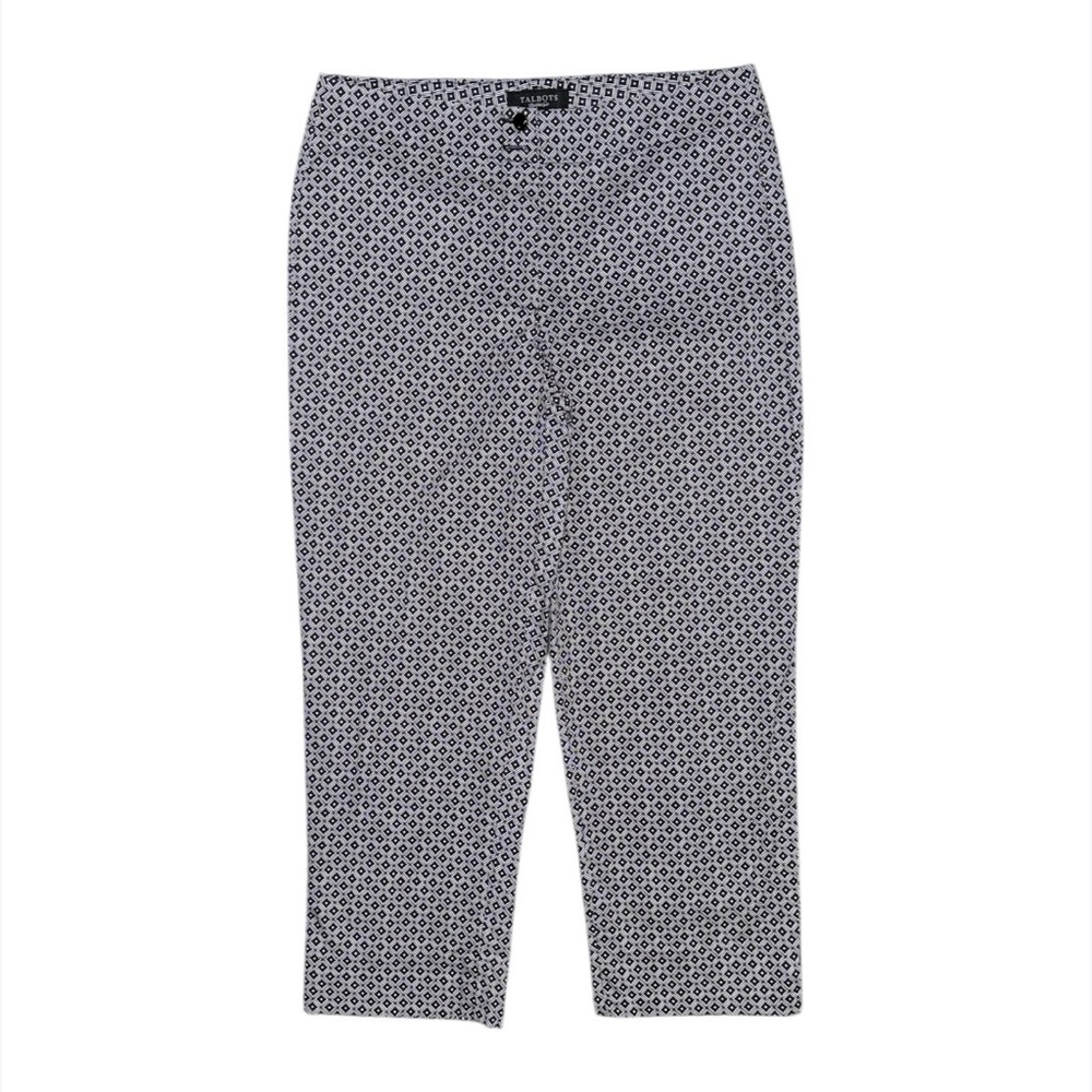 Talbots Heritage Black White Geometric Cropped Trouser Pants Women’s Sz 6 Preppy